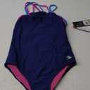 Speedo Girl's Swimsuit One Piece Solid Cross Back Multi Straps (14, Navy)