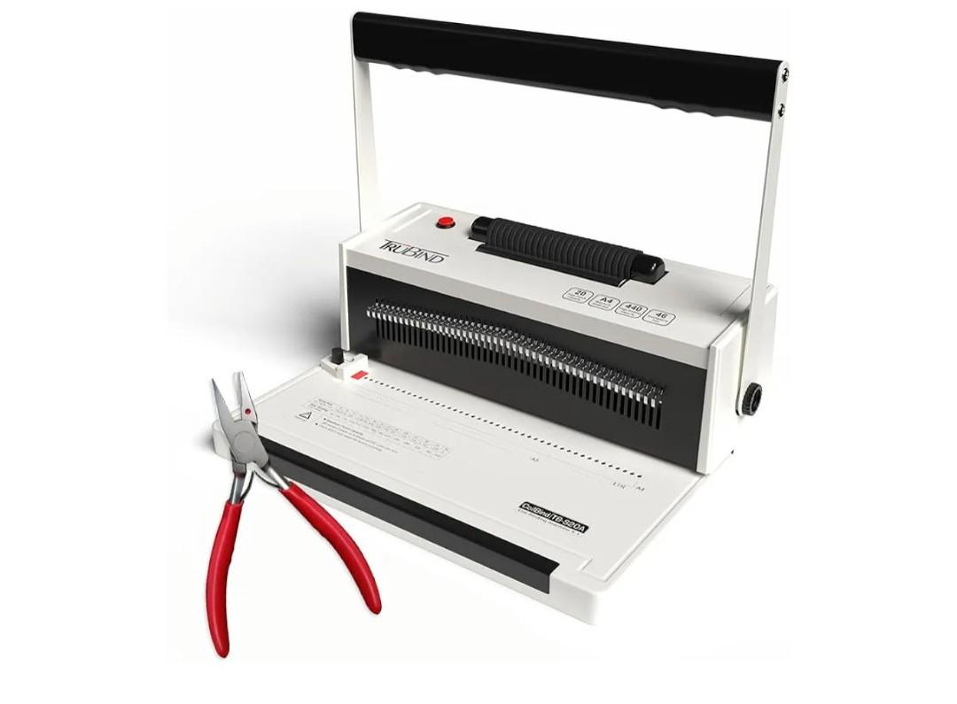 TruBind Coil Binding Machine with Electric Coil Inserter and Adjustable Side Margin | 20 Sheet Punch Capacity | Bind up to 440 Sheets | 46 Fully Disengageable Dies | 4:1 Pitch |