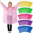 Berlune 40 Pcs Kid Ponchos Bulk Disposable Kids Rain Ponchos Bulk Emergency Raincoat with Elastic Sleeves(Blue, Green, Yellow, Purple, Pink)