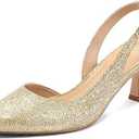 Mysoft Women's Pumps Slingback Kitten Heels Pointed Toe Sexy Wedding Party Dress Pump Shoes, Size 10