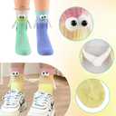 5 Pairs Magnetic Holding Hands Socks, Novelty Cute Funny Gift Socks for Men & Women, Couple, Best Friends, Lovers (White)