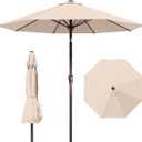 10FT Patio Umbrella Outdoor Market Umbrella with Crank and Tilt, 8 Flexible Fiberglass Ribs, UV-Resistant Waterproof Canopy for Patio, Deck, Garden, Backyard, Beige