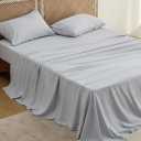 Bedsure Cooling Queen Sheet Set, Blend of Rayon Derived from Bamboo Sheets, Breathable Soft & Silky, GentleSoft™ Hotel Luxury Bedding Set, Deep Pocket Bedsheets for Hot Sleepers - Grey