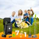 20L Dog Poop Trash Can Outside, Dog Waste Container with Pooper Scooper | Foot-pedal lid, removable inner bucket, metal rake, shovel & dustpan, bone bag dispenser with 5 waste bag rolls for yard.