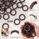 Thenshop 50 Pcs Decorative Wooden Napkin Rings Bulk Exquisite Round Dining Table Napkin Holder Buckles for Elegant Dining Wedding Harvest Holiday Party Home Gift Mini Hanging Ring (Dark Brown)