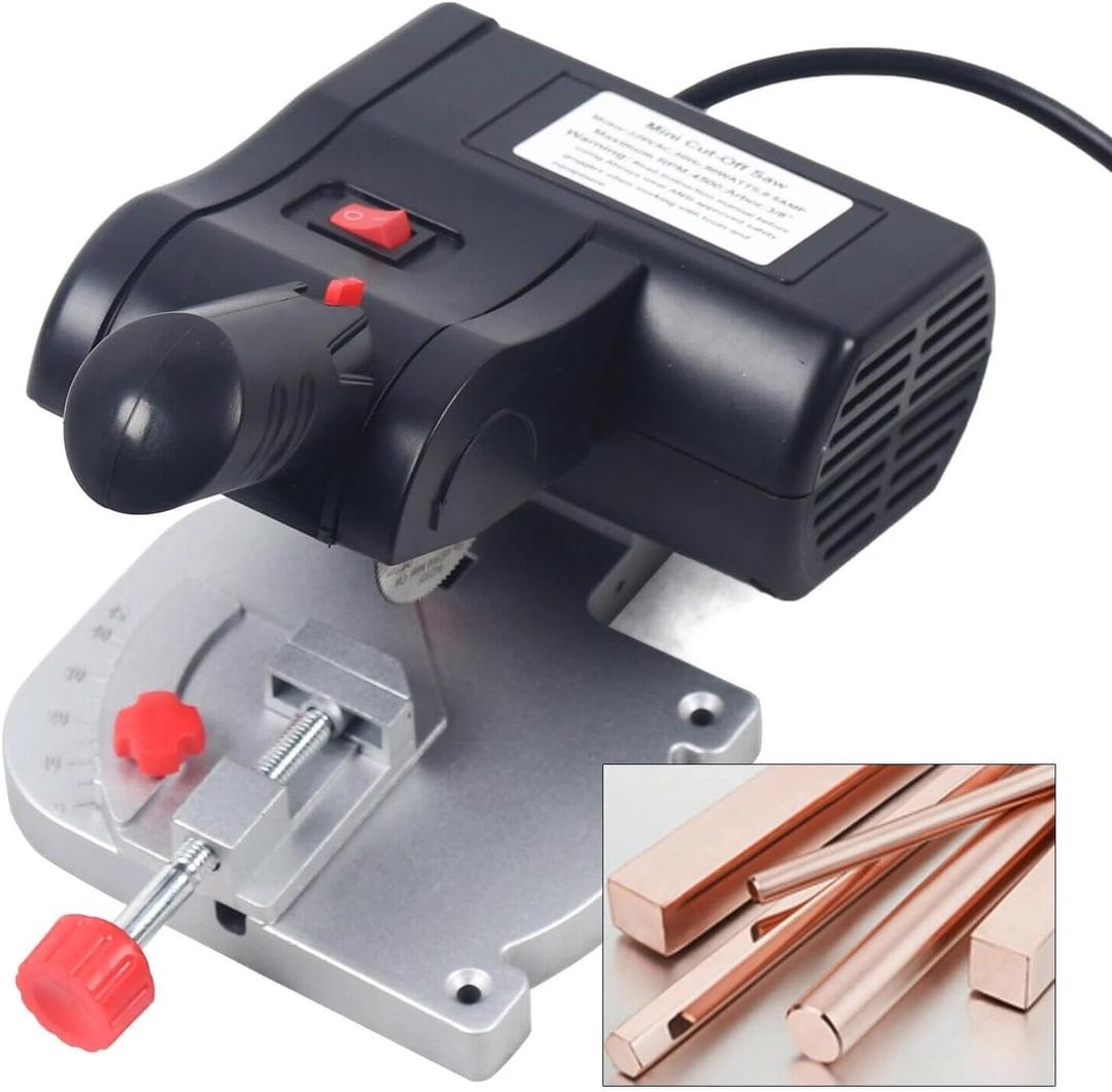 45 Miter Mini Benchtop Cut-Off Saw,Hobby Crafts Mini Cuts Wood Metal W/Clamping Tool,Adjustable Cutting Angle & 7800r/Min For Metal Wood Plastic. (Black)