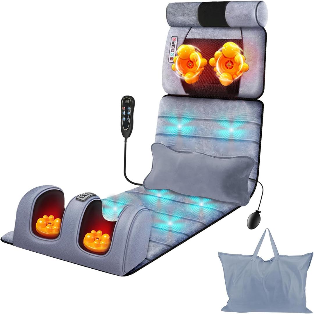 Full Body Massage Mat with Shiatsu Neck Massager & Foot Massage, Back Massager for Pain Relief, Electric Massage Pad with Auto Shut Off, 10 Massage Points, 3 Heating Pads for Bed Full Body Massage Mat with Shiatsu Neck Massager & Foot Massage, Back Massager for Pain Relief, Electric Massage Pad with Auto Shut Off, 10 Massage Points, 3 Heating Pads for Bed