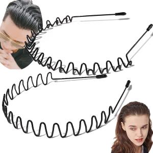 5 x Zig Zag & Wave Metal Headband Set High & Low Profile Textured Hair Bands | For Thick/Long & Fine/Short Hair | for Yoga Skincare Sport & Daily Use Complete Hair Accessory Gifts