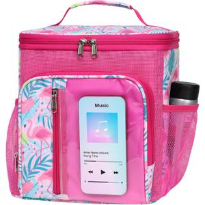 F-color Hanging Shower Caddy Portable - College Dorm Essentials for Guys with Hooks, Quick-Dry Shower Bag for Dorm Travel Gym Camping Essentials, Water-Resistant with Multiple Pockets, Pink Flamingo