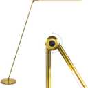 Brightech Libra LED Floor Lamp - Contemporary Minimalist Standing Lamp - Floor Reading Lamp for Over Chair - Adjustable Pivoting LED Head with Built-in Dimmer and Color Changing LED - Brass