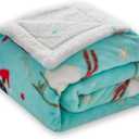 2 x Super Soft Faux Rabbit Fur Twin Blanket for Couch, Christmas Style, Brushed Faux Fur Soft and Warm Plush Sherpa for Couch,Sofa and Bed,Green, 60"x80"