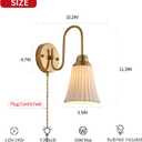 2 Pack Modern Ceramic Gold Plug in Cord Wall Sconce Wall Lighting with Pull Chain Switch, Indoor Wall Lamp Light Fixtures Curve Arm for Living Room Bedroom Bedside Kitchen Home Office