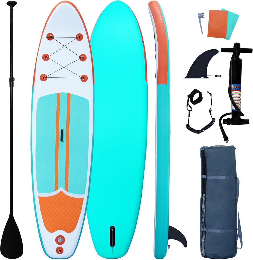 Inflatable Paddle Boards Stand Up Paddleboard Wide Stable with Premium SUP Paddle Board Accessories for All Skill Levels with Fins, Adjustable Paddle, Pump, Backpack, Leash