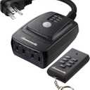 DEWENWILS Light Sensor Timer Waterproof, Plug in Timer Switch, 100 ft Range Remote Control with 2 Grounded Electrical Outlets for Christmas Outdoor String Lights, 15A 1/2HP UL Listed