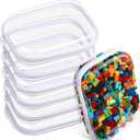 Sanwuta 6 Pcs Clear Hard Zipper Case Hard Plastic Zipper Pouches Makeup Bag Pencil Pouches Transparent Cases for Snacks Plastic Storage Organizer Box for Travel(Clear,7.87 x 5.9 x 2 Inch) (White)