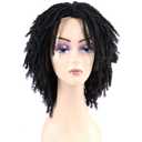 Synthetic Dreadlocks Wig, 6 Inch Dreadlock Wig Short Wigs for Black Women, Short Curly Crochet Wigs with Adjustable Strap and Breathable Mesh (Black)