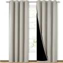 NICETOWN 100% Blackout Window 84in Curtain Panels, Cold and Light Blocking Drapes with Black Liner (Natural, 2 Pieces, 52  Wide per Panel) (52"W x 84"L (Pack of 2))