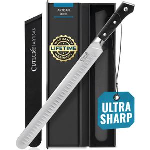 Cutluxe Slicing Carving Knife  12" Brisket Knife, Meat Cutting and BBQ Knife  Razor Sharp German Steel, Sheath Included, Full Tang, Ergonomic Handle Design  Artisan Series