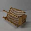 HBlife Dish Rack, Bamboo Folding 2-Tier Collapsible Drainer Dish Drying Rack with Utensils Flatware Holder Set (Dish Rack with Utensil Holder)