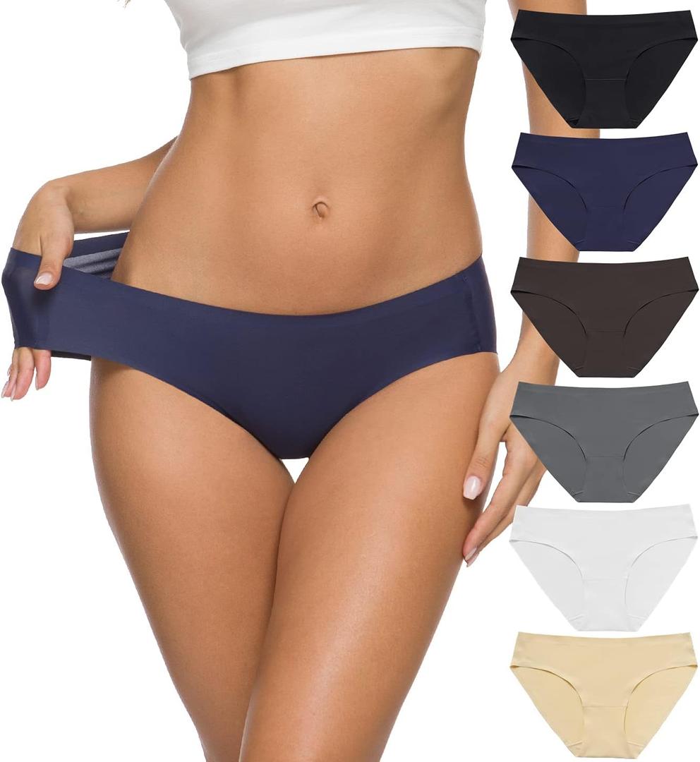ALTHEANRAY Womens Seamless Hipster Underwear No Show Panties Soft Stretch Bikini Underwears Multi-Pack (Large)