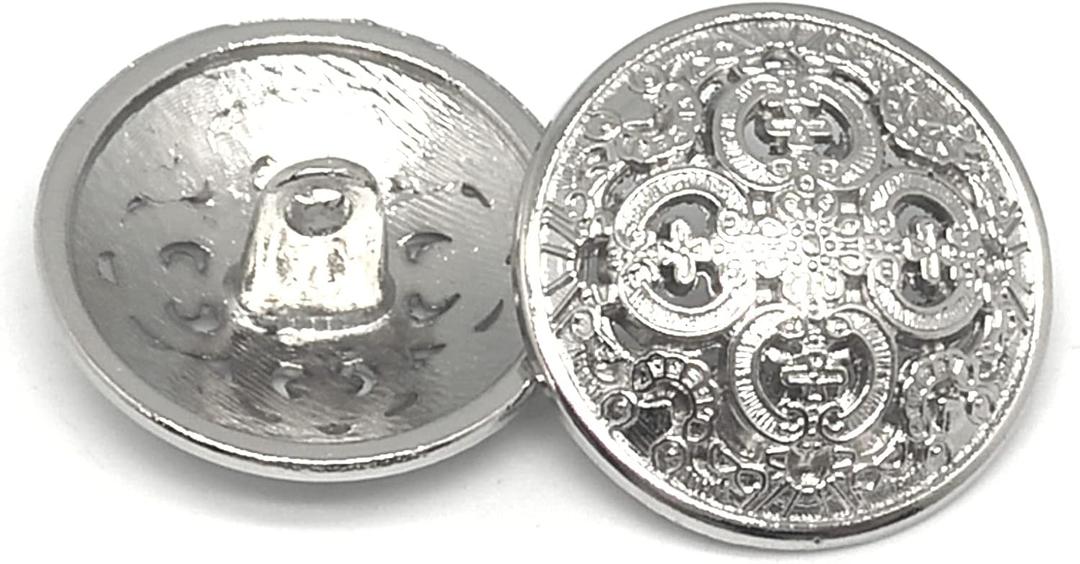 Retro Hollow Metal Buttons - 20PCS Round Shaped Button Set for Men Women Blazer, Coat, Uniform, Shirt, Suit and Jacket (Silver, 20mm)