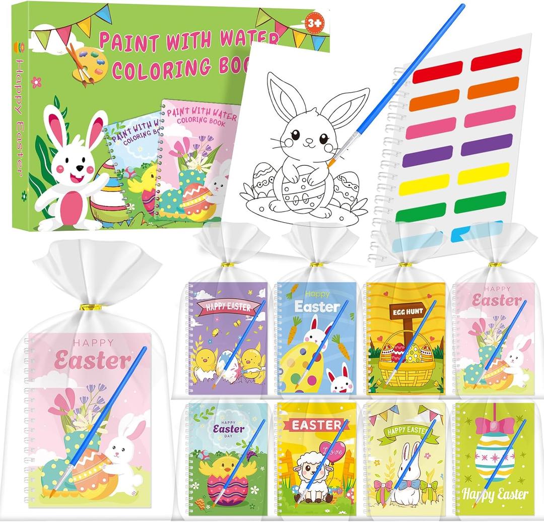 24 Water Coloring Books Party Favors -Toddler Easter Basket Stuffers Crafts Gifts, Mini Coloring Books Bulk for Kids Boys Girls Classroom School Activity easter Basket Goodie Bag Fillers (Easter A)