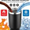 30oz Tumbler with Handle and Flip Straw Lid Double Wall Insulated Travel Coffee Mug Stainless Steel Vacuum Insulated Coffee Tumbler Cup for Hot and Cold Beverages,Leak-proof&BPA-free (30oz,Black)