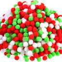 Shappy 500 Pieces 1 Inch Pom Pom Crafts Balls for Big DIY Creative Pompoms Decorations Project Hobby Supplies Party Decorations(White, Fruit Green, Red)