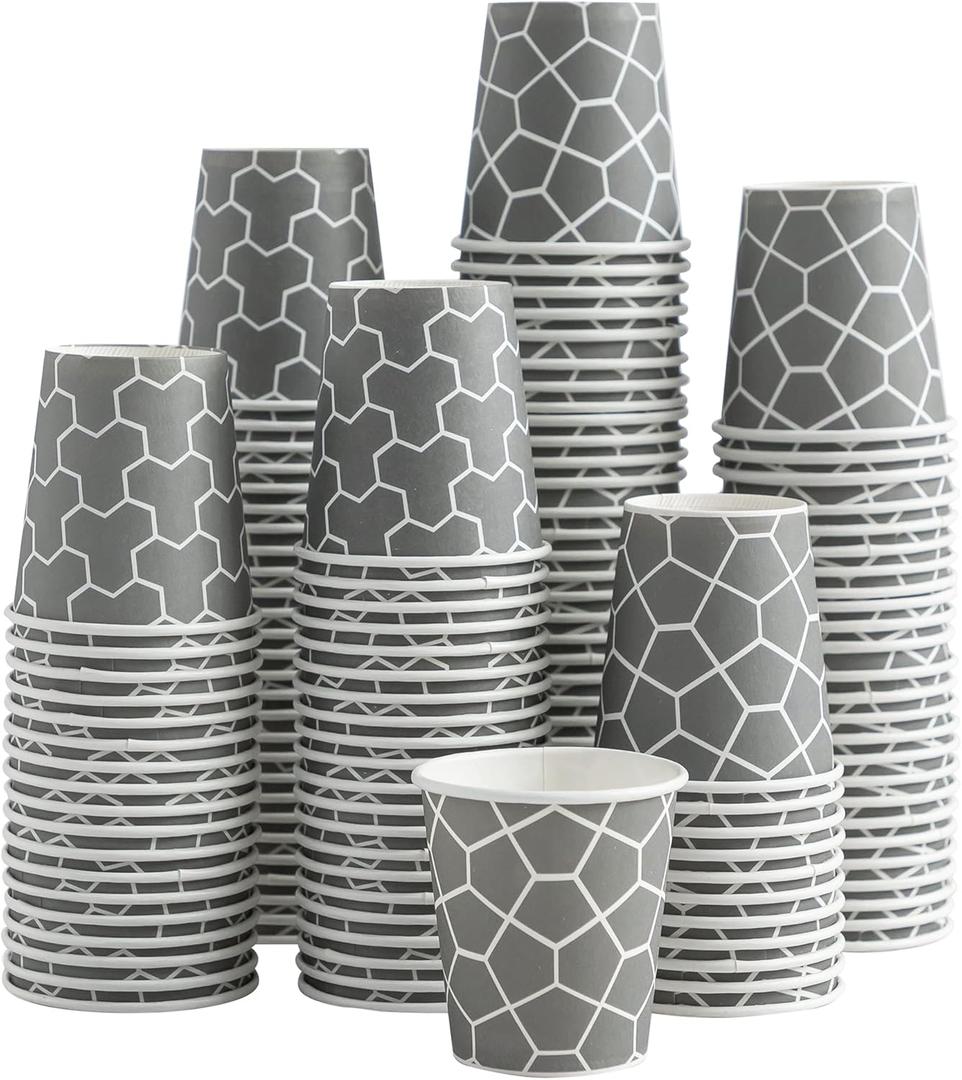 600 Pack 3 Oz Paper Cups, Small Bathroom Cups Disposable Mouthwash Cups, Mini Paper Cups for Bathroom, Party, Picnic, Travel and Event (Gray)