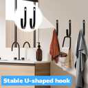2 Pcs Wall Hooks for Hanging Heavy Duty, Coat Hooks Wall Mounted, Black Metal Screw in Hook Hangers for Hanging Towels Backpack Clothes Robe Bags Bathroom Closet Garage Outdoor + Screws(6.1")