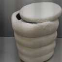 Vercraft 2 Pack Boucle Round Ottoman with Storage for Dorm,Creamy White
