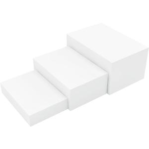 3 Pack White Buffet Food Risers, Step 12 1110 Large Size Acrylic Cube Box Display for Dessert Table Display Set Food Drink Collectibles Jewelry Figures, Display Stands for Retail Vendor Events,5 Side, Rectangle