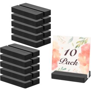 Acrylic Sign Stand Card Holder, 10 PCS Place Sign Holders with Card Slot, Stands for Acrylic Signs, Table Numbers Display Stands for Meeting/Menu/Table Numbers (Black)