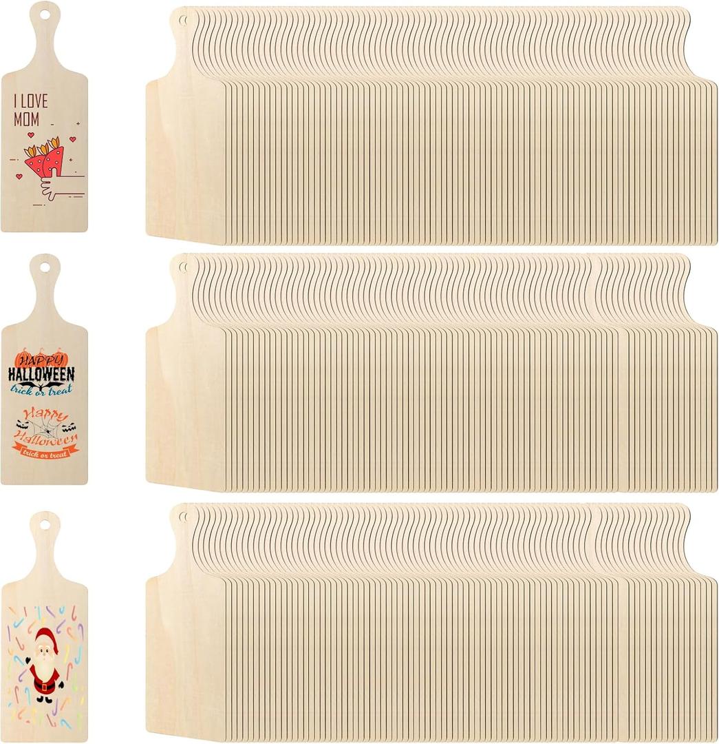 72 Pcs Wooden Mini Charcuterie Boards, Cutting Board with Handle, Blank Surface Mini Cutting Boards Bulk for Crafts for DIY Kitchen Thanksgiving Christmas Cooking Decor9.5 * 3.5 inches