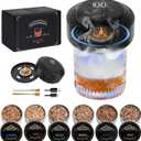Electric Whiskey Smoker Kit With Light Modes, No Butane Needed, Rechargeable Cocktail Smoker Kit with LED Display & 6 Wood Chips, Old Fashioned Smoker Kit Bourbon Gifts for Men Dad Him