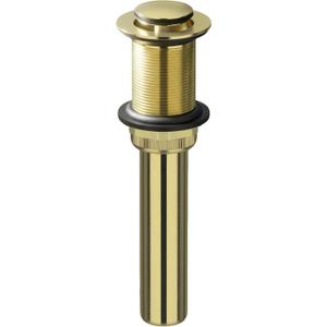 All Metal Brass Pop Up Sink Drain Without Overflow, Brushed Gold