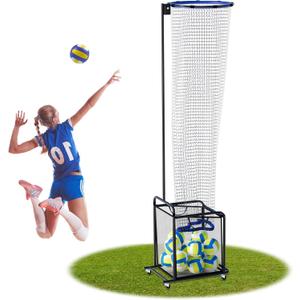Volleyball Setter Trainer Net Adjustable Height and Angle Home Volleyball Trainer Net with Wheels and Collection Bag Volleyball Training Equipment for Both Indoor and Outdoor Training