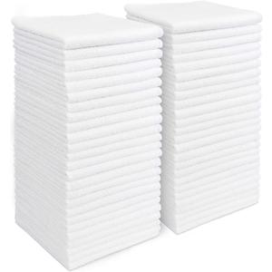 AIDEA Microfiber Cleaning Cloth White 50PK, Cleaning Rags, Lint Free Microfiber Towels, Kitchen Towels Dusting Cloth, Wash Cloths, Dish Rags White, 11.5"x 11.5"