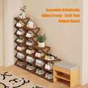 YYW Shoe Rack, Foldable Bamboo Shoes Shelf, Freestanding Shoe Storage Organiser for Entryway, Bedroom, Closet, Hallway - Functional, Natural Shoe Rack (Brown, 4 Layers)