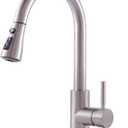 KINGO Kitchen Faucet, Brushed Nickel Kitchen Faucets with Pull Down Sprayer, High Arc Single Handle Stainless Steel Sink Faucets 1 or 3 Hole, Kitchen Sink Faucets for Farmhouse Camper Laundry Rv Bar