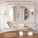 Oval Wall Mirror, 22"x30" Brushed Nickel Vanity Mirror, Bathroom Mirror of Metal Frame, Home Decorative Wall Mounted Mirror for Bathroom, Living Room, Entryway, Vanity