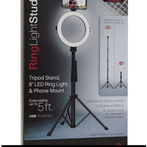 8" Ring Light Studio Pro Light, Tripod & Phone Mount Set