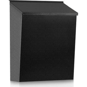 KYODOLED Convenient and Durable Wall Mount Mailbox for Outside, Easy Installation, Ample Storage Space to Accommodate Standard-Sized Letter, Magazine, Check, Black, Drop Box for Home or Apartment (Lock-free-black)