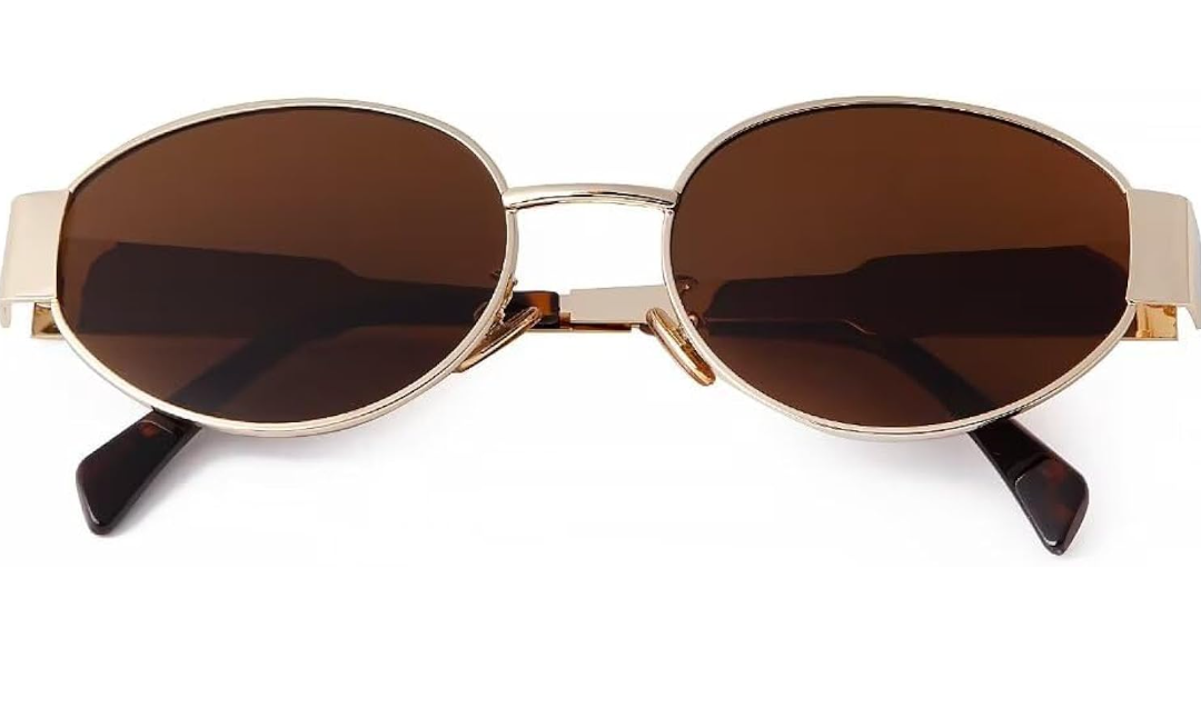 Retro Oval Sunglasses for Women Men Trendy Small Sun Glasses Classic Metal Frame Shades UV400 Protection