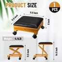 CroBlissful 1 Pack Rolling Adjustable Foot Rest Foldable Under Desk Ottoman with Wheels Leather Foldaway Guitar Foot Stool for Home Office Living Room Bedroom