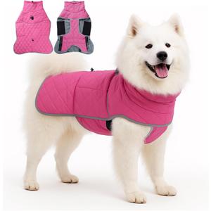 Medium to Large Dog Coat, Winter Dog Jacket, Puppy Cold Weather Coat, Suitable for Winter Warmth (Rose Red, X-Large)