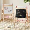 Tiny Land Easel for Kids, Double-Sided Magnetic Easel with Drawing Accessories, Adjustable Wooden Kids Art Easel with Paper Roll, Learning-Toy for 3,4,5,6,7,8 Years Old Boy & Girls Pink, 19.5 x 23.6 x 43.9 inches