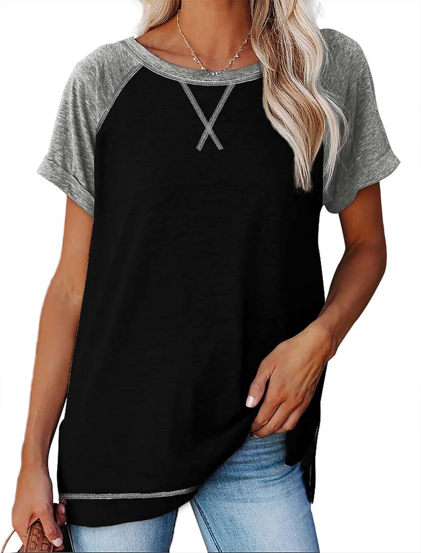 Aokosor Summer Tops for Women Casual 2025 Loose Fitting Outfits Workout (X-Large, The Black)