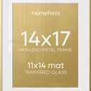 Homeforia 14x17 Gold Picture Frame, High-End Metal, 11x14 Mat, Glass