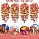 Artificial Hanging Flowers for Outdoors, 4 PCS 600 Blooms UV Resistant Morning Glory Faux Silk Vines, No-Odor Realistic Fake Plants for Garden Planter Porch Patio Decoration, Purple & Yellow & Red